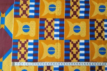 Preview: BEIGE GEOMETRIC-Afrikanischer-Kente-Stoff-